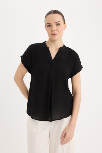 Regular Fit Open Neck Basic Blouse