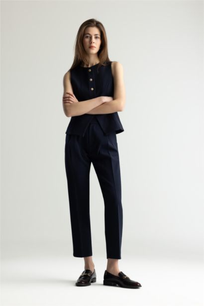 سروال بساق ضيق برجل عادي بجيب مزدوج