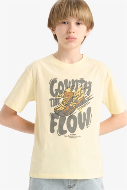 Футболка для мальчиков с круглым вырезом и принтом, с короткими рукавами