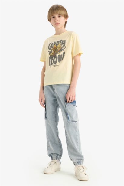 Футболка для мальчиков с круглым вырезом и принтом, с короткими рукавами