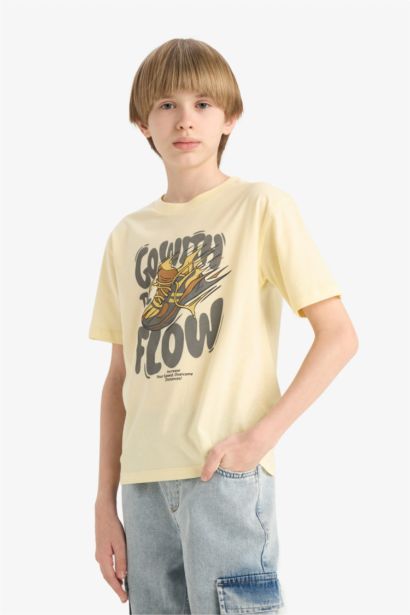 Футболка для мальчиков с круглым вырезом и принтом, с короткими рукавами