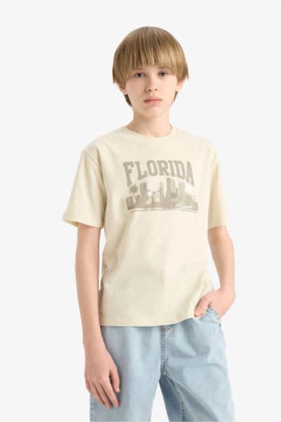 T-shirt imprimé à manches courtes et col rond pour garçon