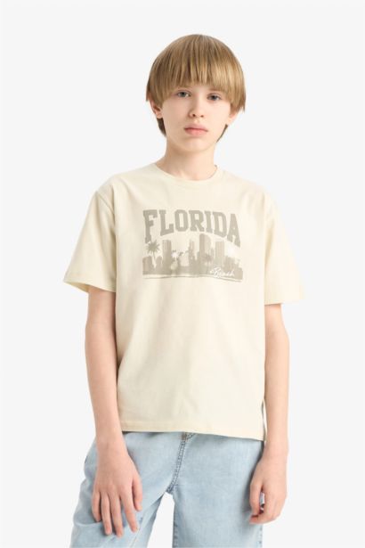 T-shirt imprimé à manches courtes et col rond pour garçon