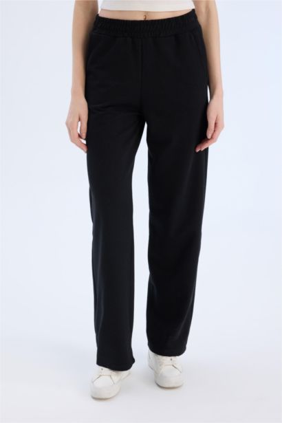 Straight Fit Thin Sweatshirt Fabric Trousers