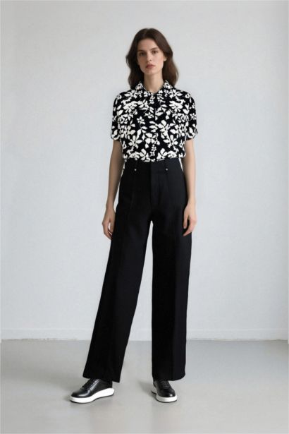 قميص نص ردن مطبوع قصة عادية