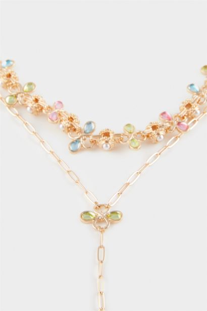 Woman 2 Piece Gold Necklace