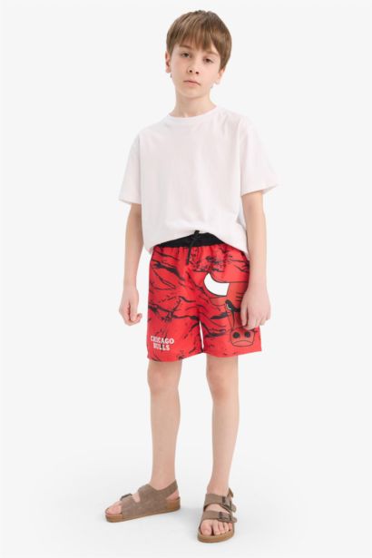 Boy Regular Fit Chicago Bulls Licensed Swim Shorts