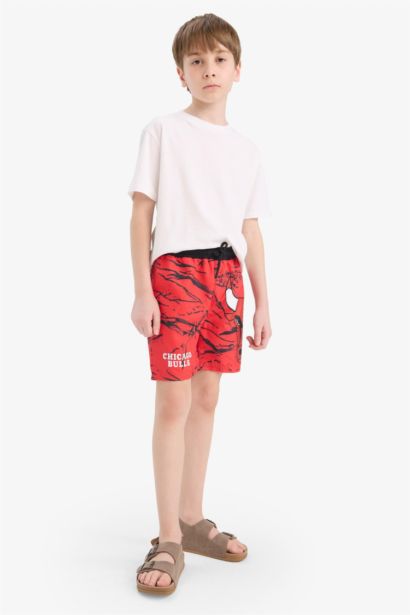 Boy Regular Fit Chicago Bulls Licensed Swim Shorts