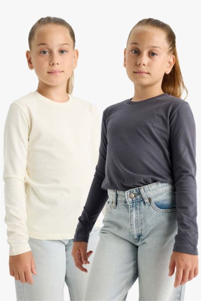 Girl Regular Fit Crew Neck 2 Piece T-Shirt