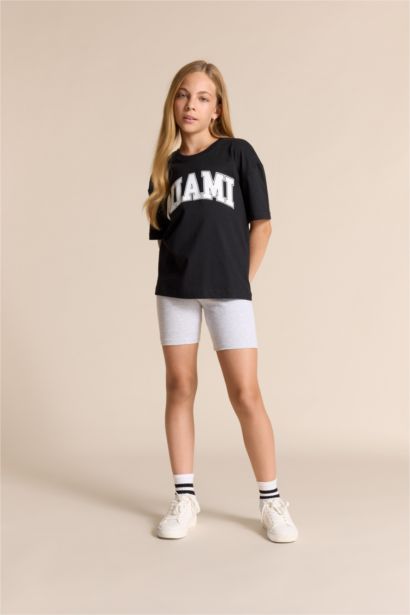 Girl Relax Fit Crew Neck Printed Short Sleeve T-Shirt