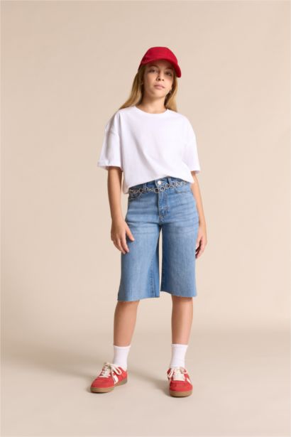 T-shirt à col rond et manches courtes Coupe décontractée pour fille