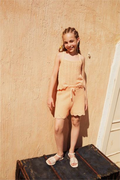 شورت تريكو بناتي قصة عادية وخصر مطاطي