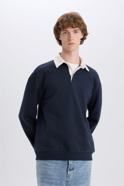 Boxy Fit Polo Yaka Sweatshirt