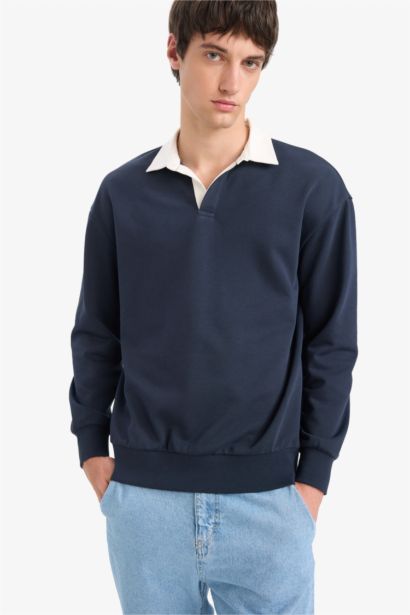 Boxy Fıt Polo Yaka Sweatshirt