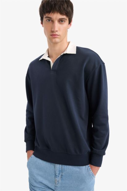 Boxy Fıt Polo Yaka Sweatshirt