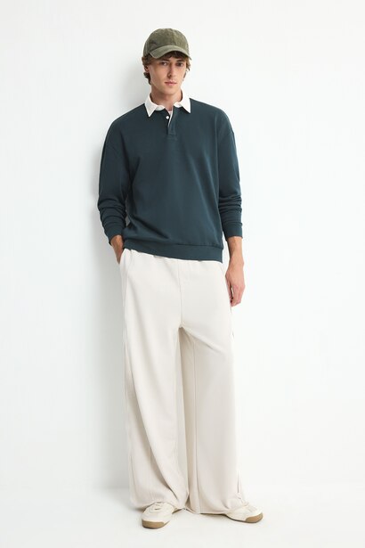 Boxy Fit Polo Collar Sweatshirt