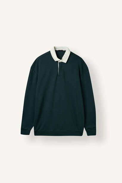 Boxy Fit Polo Collar Sweatshirt