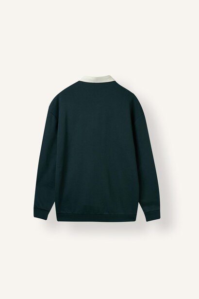 Boxy Fit Polo Collar Sweatshirt