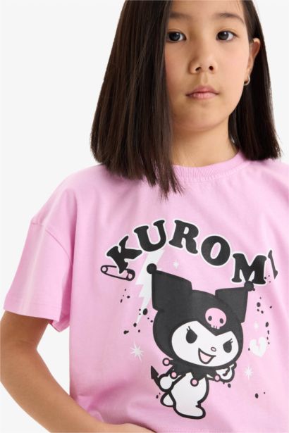 Kuromi Bisiklet Yaka Kısa Kollu Tişört Kız Çocuk