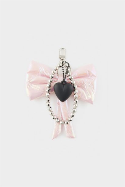 Woman Plush Leopard Heart Charm Keychain