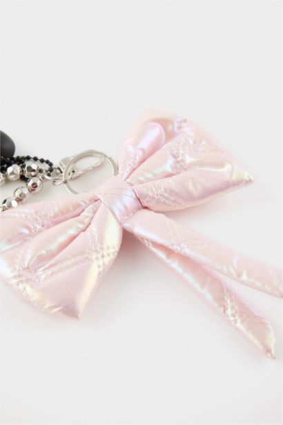 Woman Plush Leopard Heart Charm Keychain