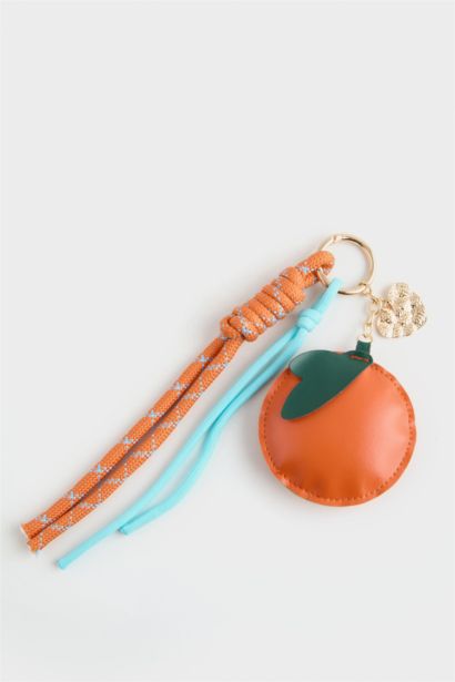 Woman Orange Motif Charm Keychain