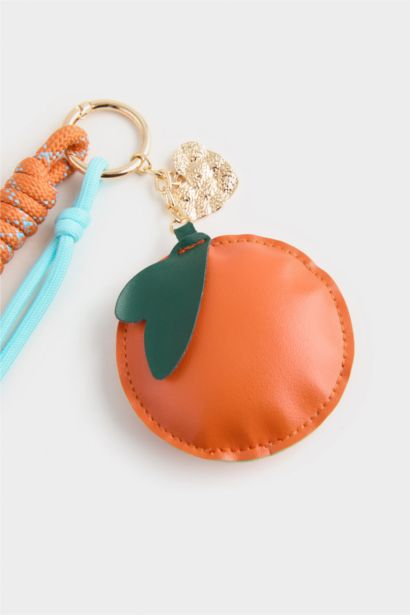 Woman Orange Motif Charm Keychain