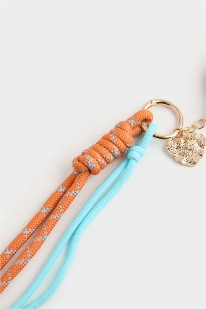 Woman Orange Motif Charm Keychain