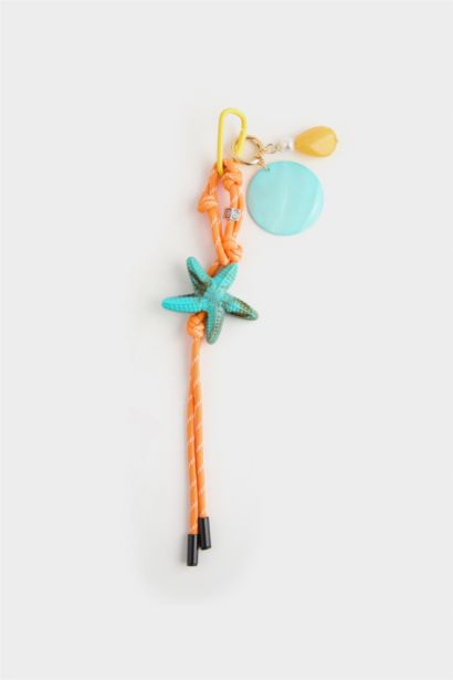 Woman Starfish Charm Keychain