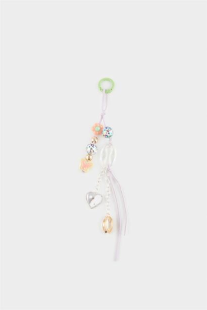 Woman Heart Butterfly Charm Keychain