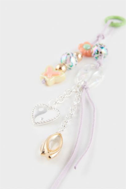 Woman Heart Butterfly Charm Keychain