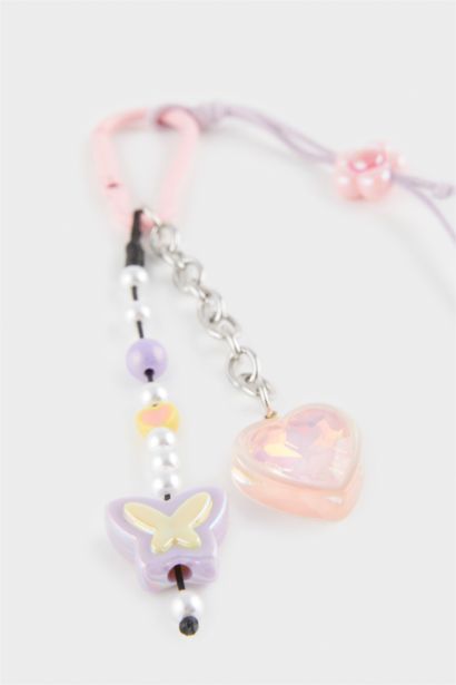 Woman Butterfly Detailed Charm Keychain
