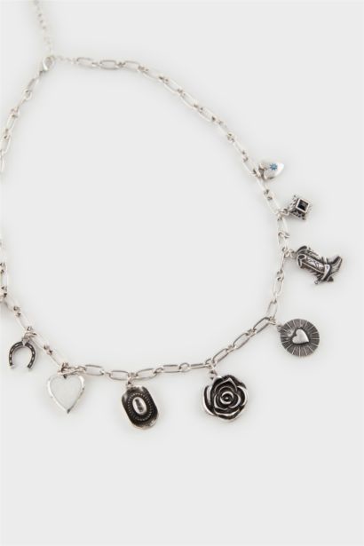 Woman Charmed Silver Necklace