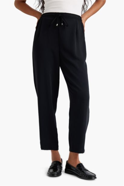 Carrot Fit High Waist Straight Leg Trousers