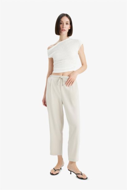 Carrot Fit High Waist Straight Leg Trousers