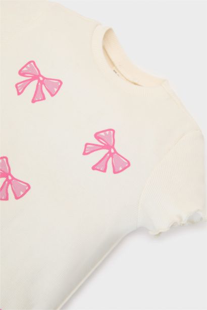 T-shirt imprimé à col rond et manches courtes pour bébé fille