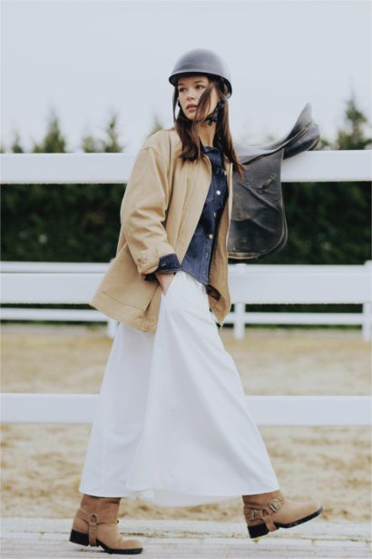 A Cut High Waist Maxi Skirt