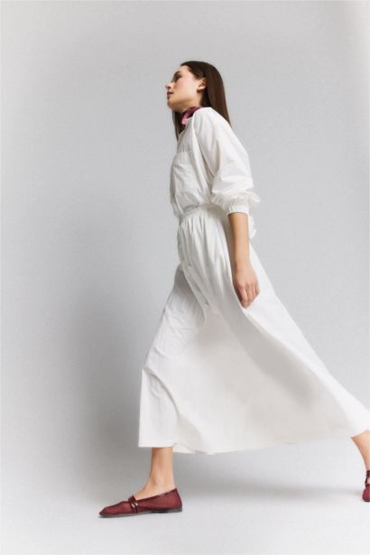 A Cut High Waist Maxi Skirt