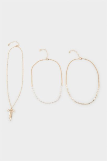 Kadın 3'lü Gold Kolye