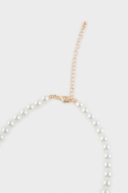 Woman Pearl Gold Ribbon Necklace
