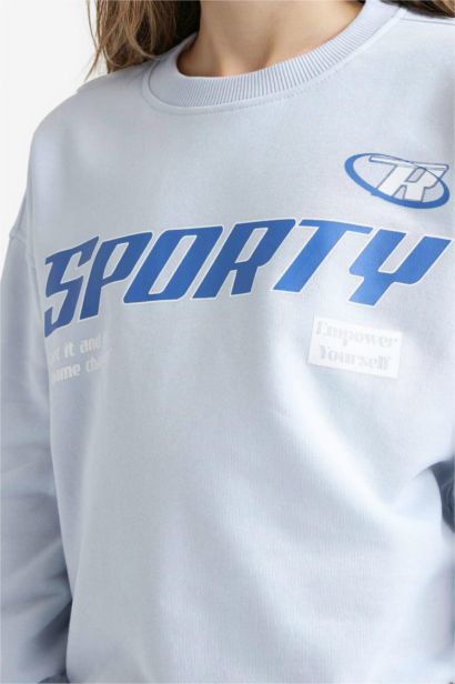 Girl Relax Fit Crew Neck Printed Sweatshirt