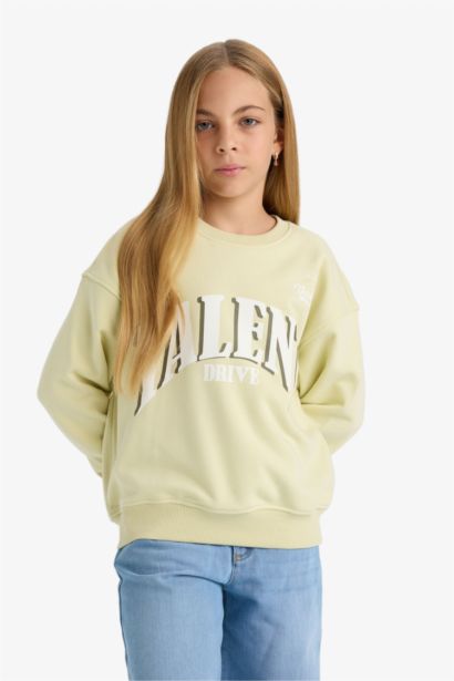 سويت شيرت بناتي قصة مريحة مطبوع