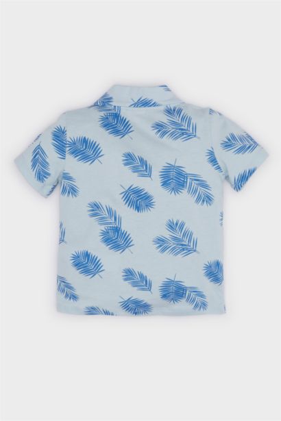 Baby Boy Palm Patterned Short Sleeve Polo T-Shirt