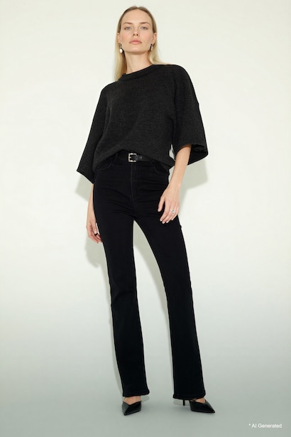 Mia Normal Waist Bell-bottom Long Jeans