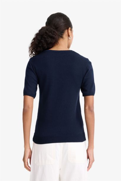 Regular Fit Crew Neck Short Sleeve Knit Pullover