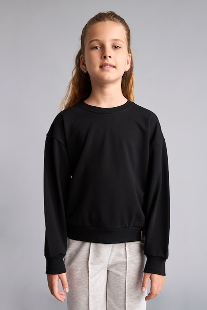 Girl Cotton Relax Fit Crew Neck Sweatshirt