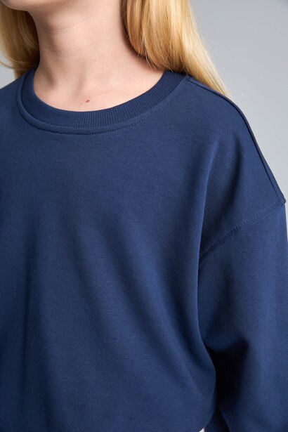 Girl Relaxed Fit Navy Crew Neck Sweatshirt