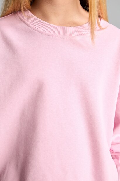 Girl Relax Fit Crew Neck Basic Sweatshirt