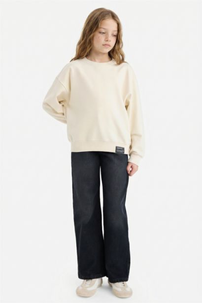 Girl Relax Fit Crew Neck Printed Sweatshirt