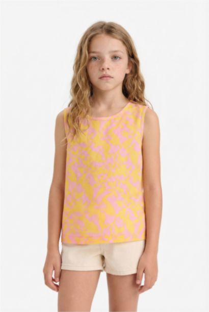 Топ без рукавов с круглым вырезом и рисунком для девочек